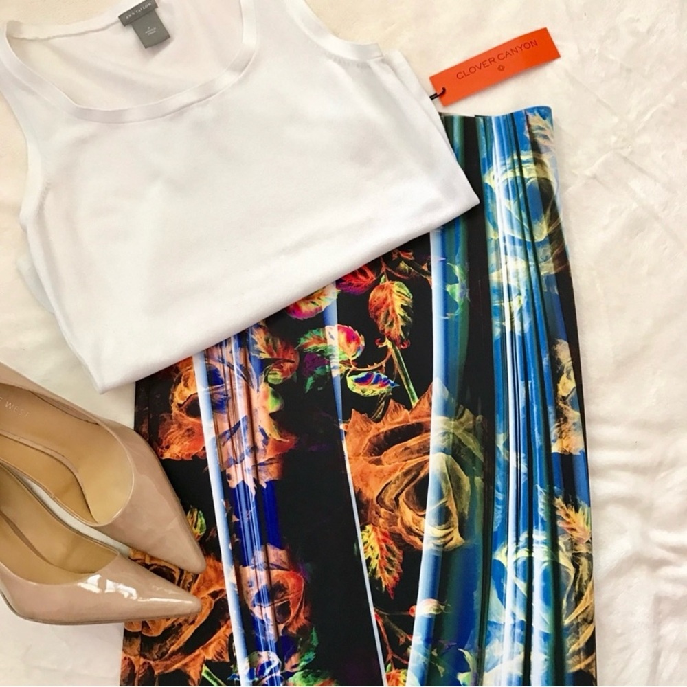NEW Clover Canyon Blue and Orange Abstract Skirt